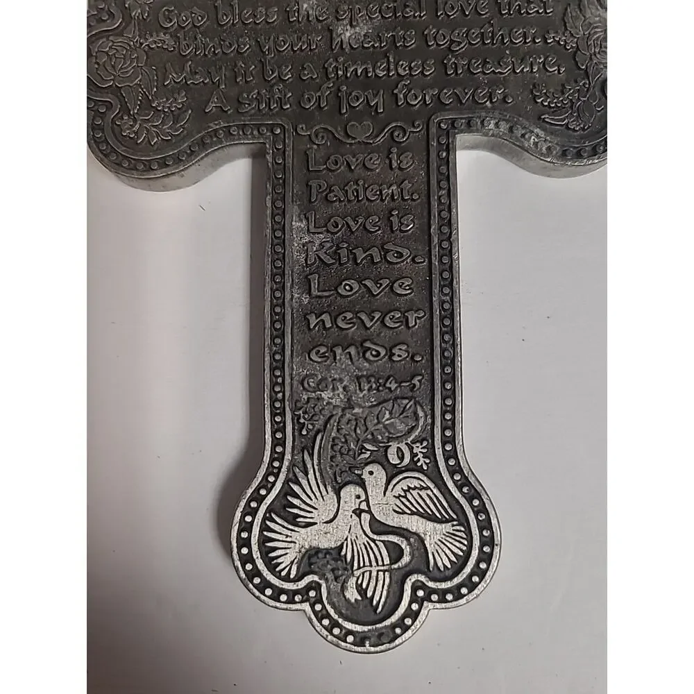 25 Anniversary Christian Bless Pewter Wall Cross 5 1/2” Length 3 1/2” Wide
